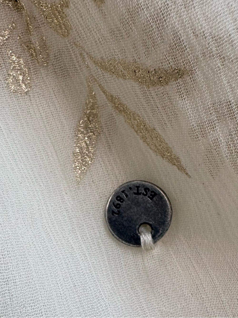 ABERCROMBIE & FITCH Ivory Sheer Babydoll Peasant Blouse Gold Metallic XS - Picture 6 of 7
